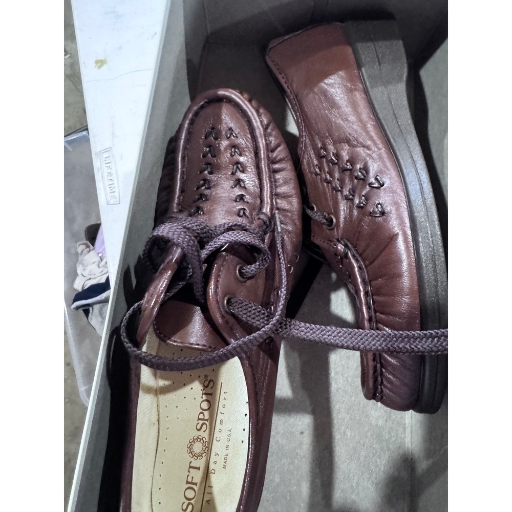 Soft Spots Bonnie Lite Antique Brown Leather Comfort Loafers Shoes Womens 6 N